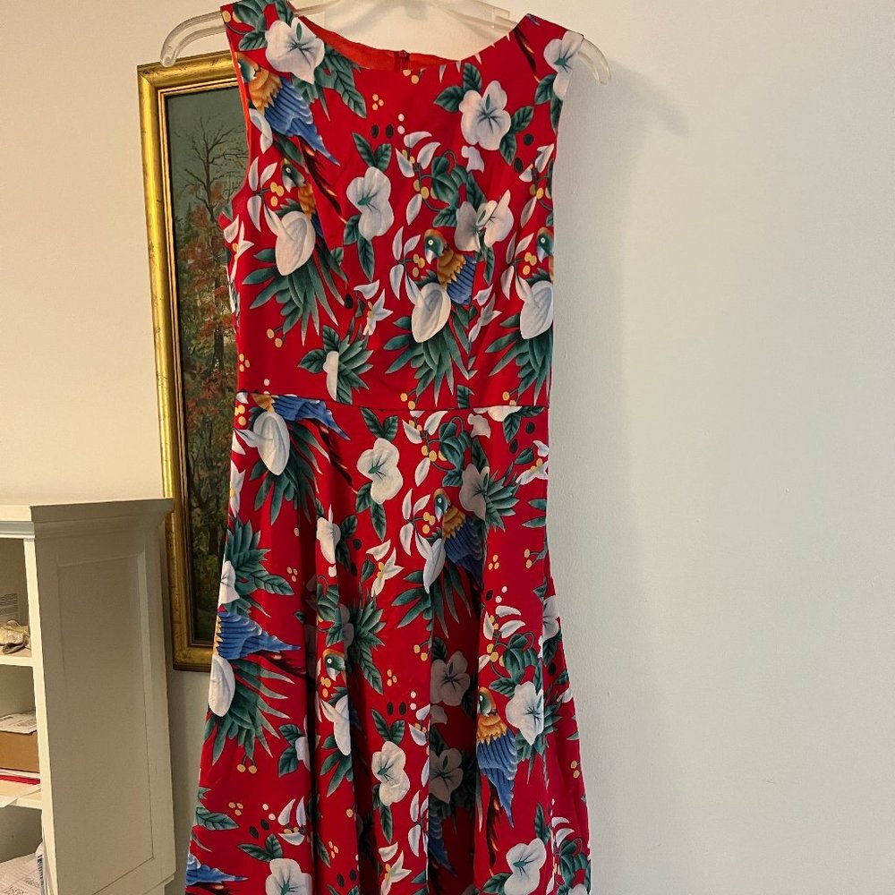 Knee Length Red Floral Dress